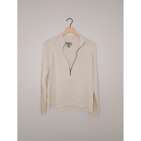 Woolrich Sweaters - Woolrich Cream Quarter Zip Textured Knit Pullover Womens Medium